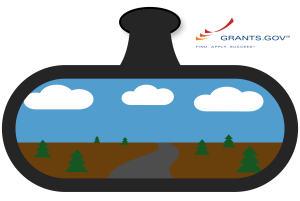 rearview mirror and Grants.gov logo