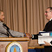 United States Department of Agriculture (USDA) Departmental Management Office of Human Resources Management Deputy Director William P. Milton, Jr. (left), welcomes United States Department of Defense Civilian Personal Policy and Chief of Human Capital Officer Pasquale Tamburrino, Jr. (right), to the podium during the Work Force Recruitment Programs (WRP) Your Key To Hiring Student Interns and Employees with Disabilities event
