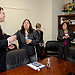 United States Department of Labor Assistant Secretary for the Office of Disability Employment Policy Kathy Martinez (second from left) has a lively conversation with Office of Personnel Management Director John Berry (left) shortly before the start of Work Force Recruitment Programs (WRP) Your Key To Hiring Student Interns and Employees with Disabilities event