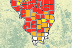 Toma de condados en el estado de Illinois con altos niveles de radón.