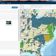 Screenshot of lidar data availability visualization and file downloads 