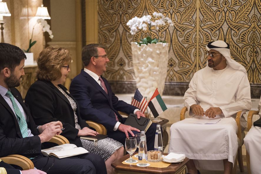 Defense Secretary Ash Carter meets with Crown Prince Mohammed Bin Zayed Al Nahyan of the United Arab Emirates.