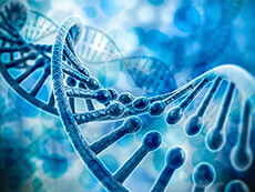 three-dimensional blue DNA illustration