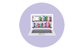 Laptop icon with books on the screen