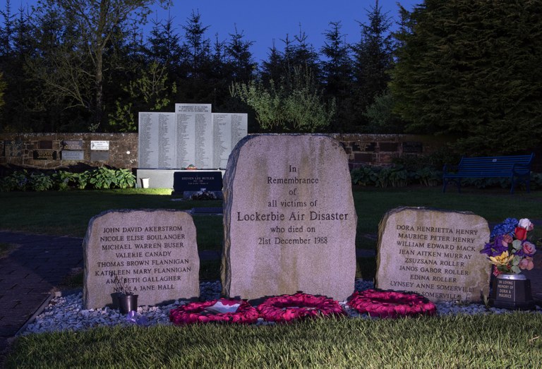 Pan Am 103, Dryfesdale Cemetery Memorial, Lockerbie (Night)