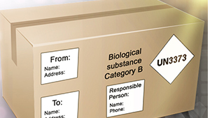 Labeled package for shipping hazardous material