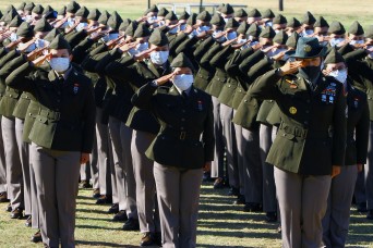 First basic training class graduates wearing Army Green Service Uniform