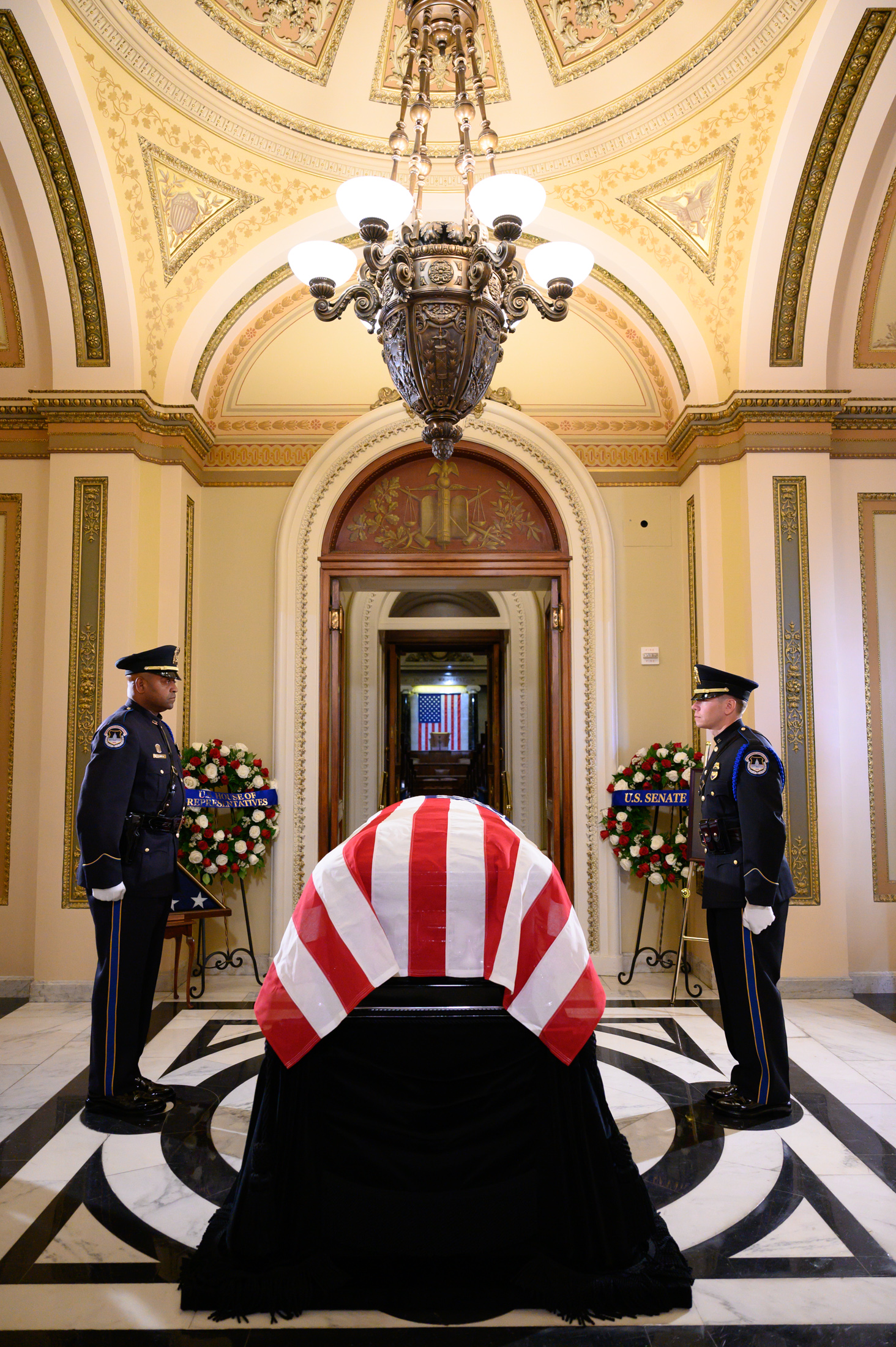 Rep. Cumming’s casket was placed on the same catafalque that held President Abraham Lincoln’s casket