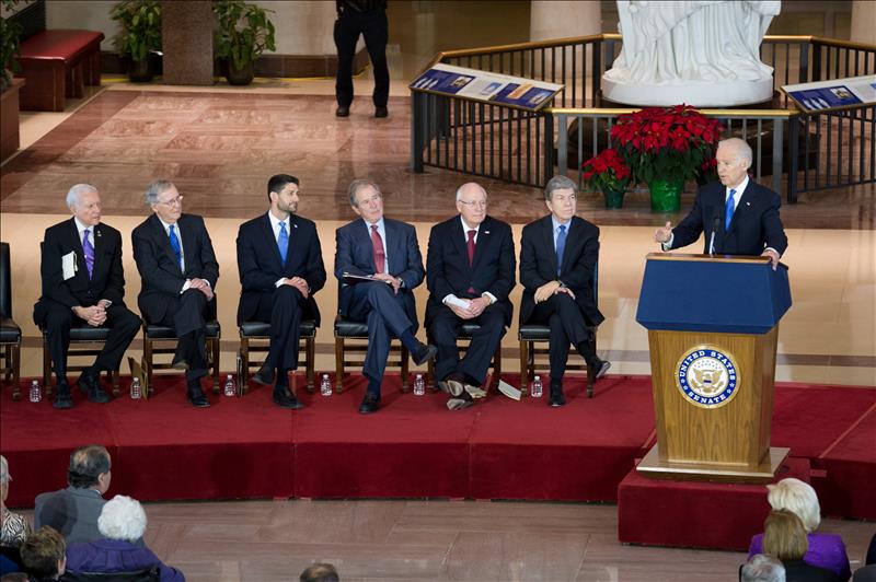 Vice President Joe Biden standing behind a podium