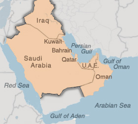 Southwest Asia theatre of military operations: Iraq, Kuwait, Saudi Arabia, Bahrain, Qatar, U.A.E., Oman, Gulf of Aden, Gulf of Oman, Persian Gulf, Red Sea, Arabian Sea