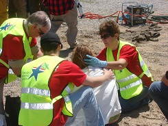 Saline MRC (MO) volunteers participate in a dramatic exercise.