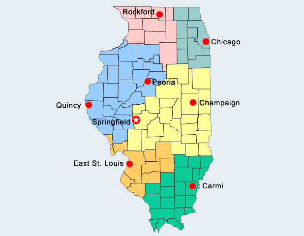 Map of Illinois by county