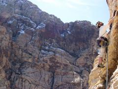 Rock climbing at Red Rock Canyon NCA in Southern Nevada.
