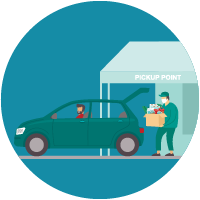 icon of person putting products in trunk of car