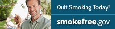 Photo of man with "Quit Smoking Today"! smokefree.gov
