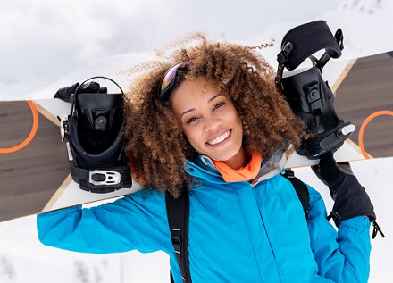 woman with snowboard