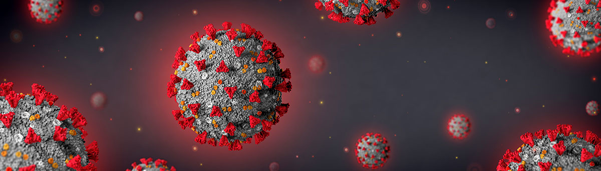 Closeup of coronavirus (COVID-19) particles
