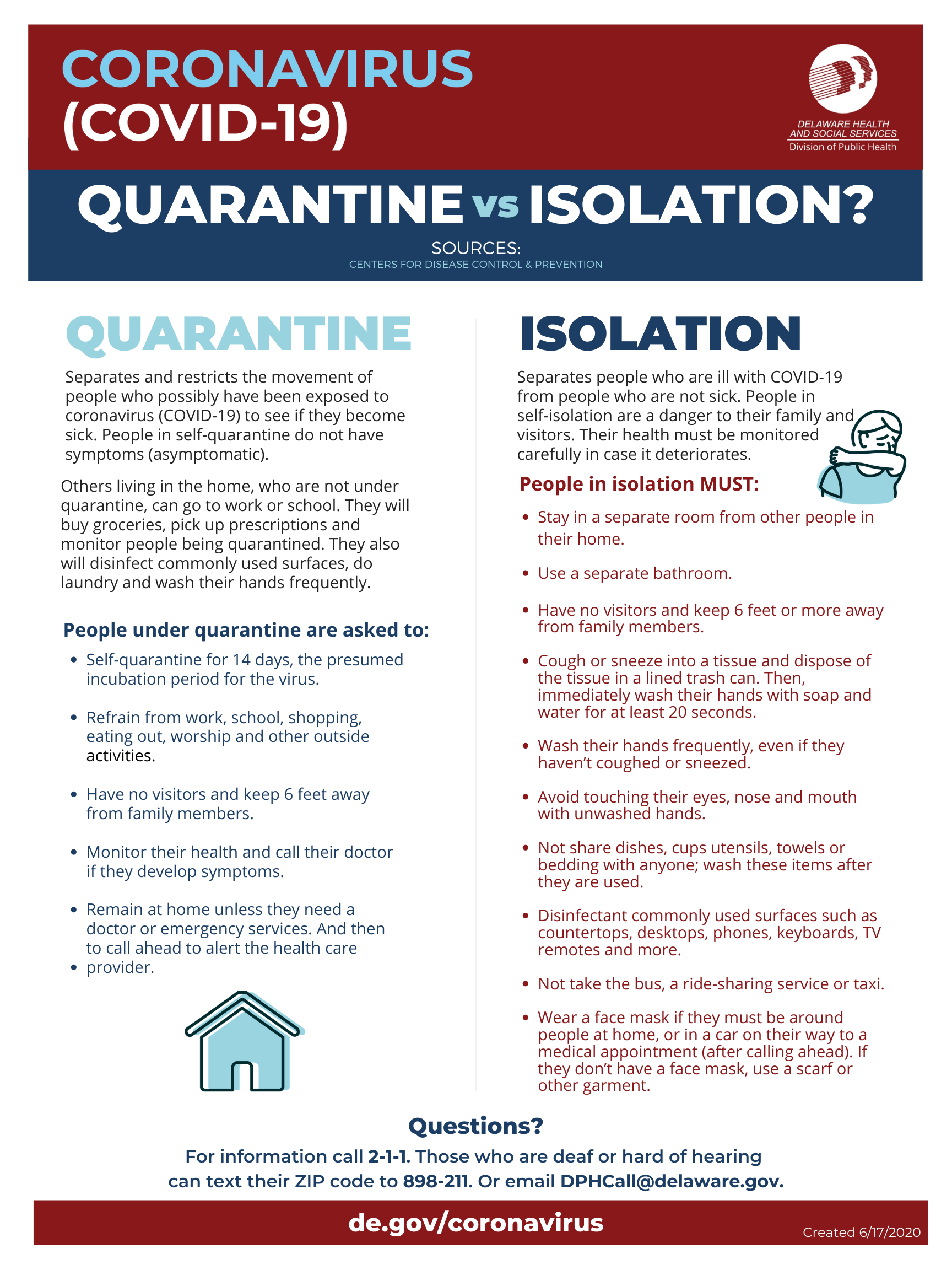 Quarantine vs Isolation 8.5x11 English