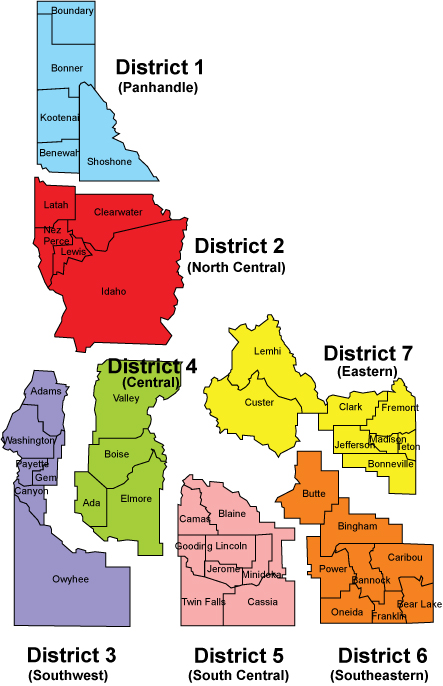 Idaho 7 health districts map