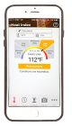 IPhone viewed from the front showing the main page of the OSHA NIOSH Heat Safety tool. The display reads "Feels like 112 degrees", and offers an orange button with the work "Precautions"