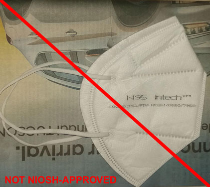 This is an example of a misrepresentation of a NIOSH approval. Intech Safety Pvt. Ltd. is not a NIOSH approval holder or a private label holder. (8/7/2020)