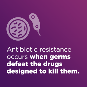 Antibiotic resistance occurs when germs defeat the drugs designed to kill them.