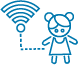 Image of a little girl with wi-fi symbol beside her.