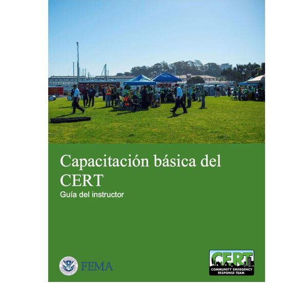 Cover page for Capacitación básica del CERT (Guía del instructor): Spanish – CERT Basic Training Instructor Guide (2019)