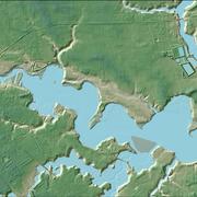 Elevation-derived hydrography on the coast of the Indian River Bay watershed, Delaware.