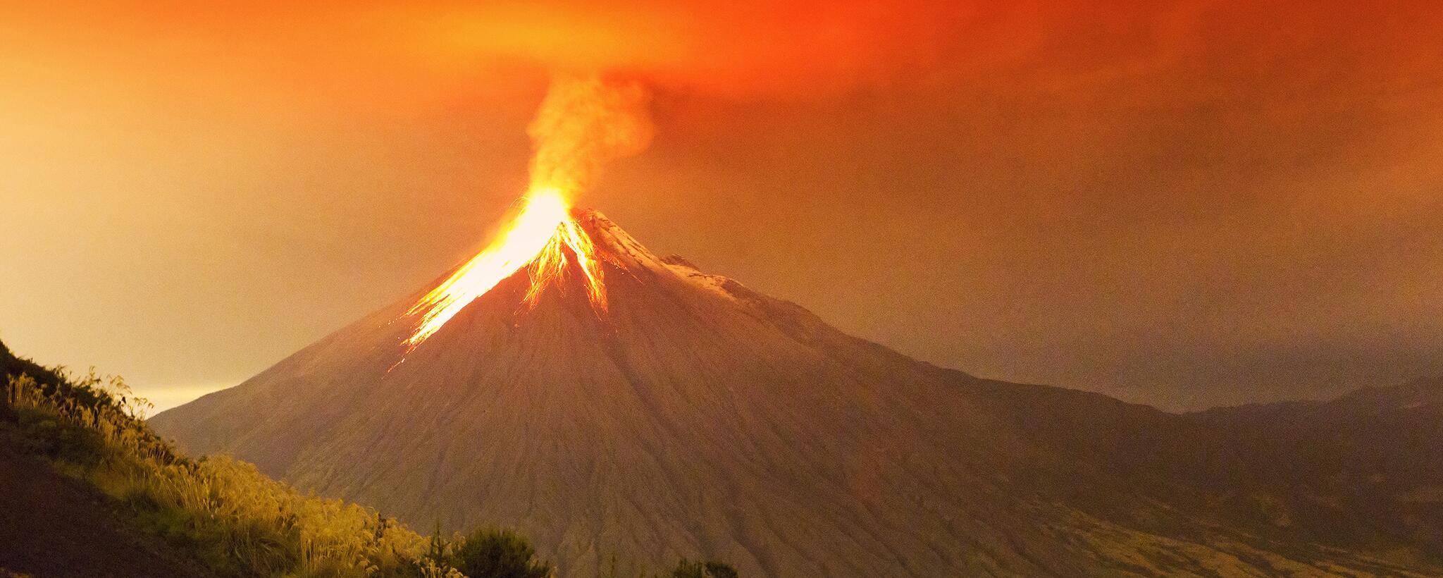 volcano erupting