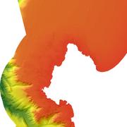 Colored, shaded multibeam data, offshore of Monterey, CA.