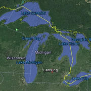 Map showing location of Lansing, Michigan