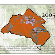 maps of Anza Valley, CA comparing land use in 1934 to 2005