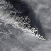 Satellite image of eruption cloud from Pavlof Volcano in November 2014