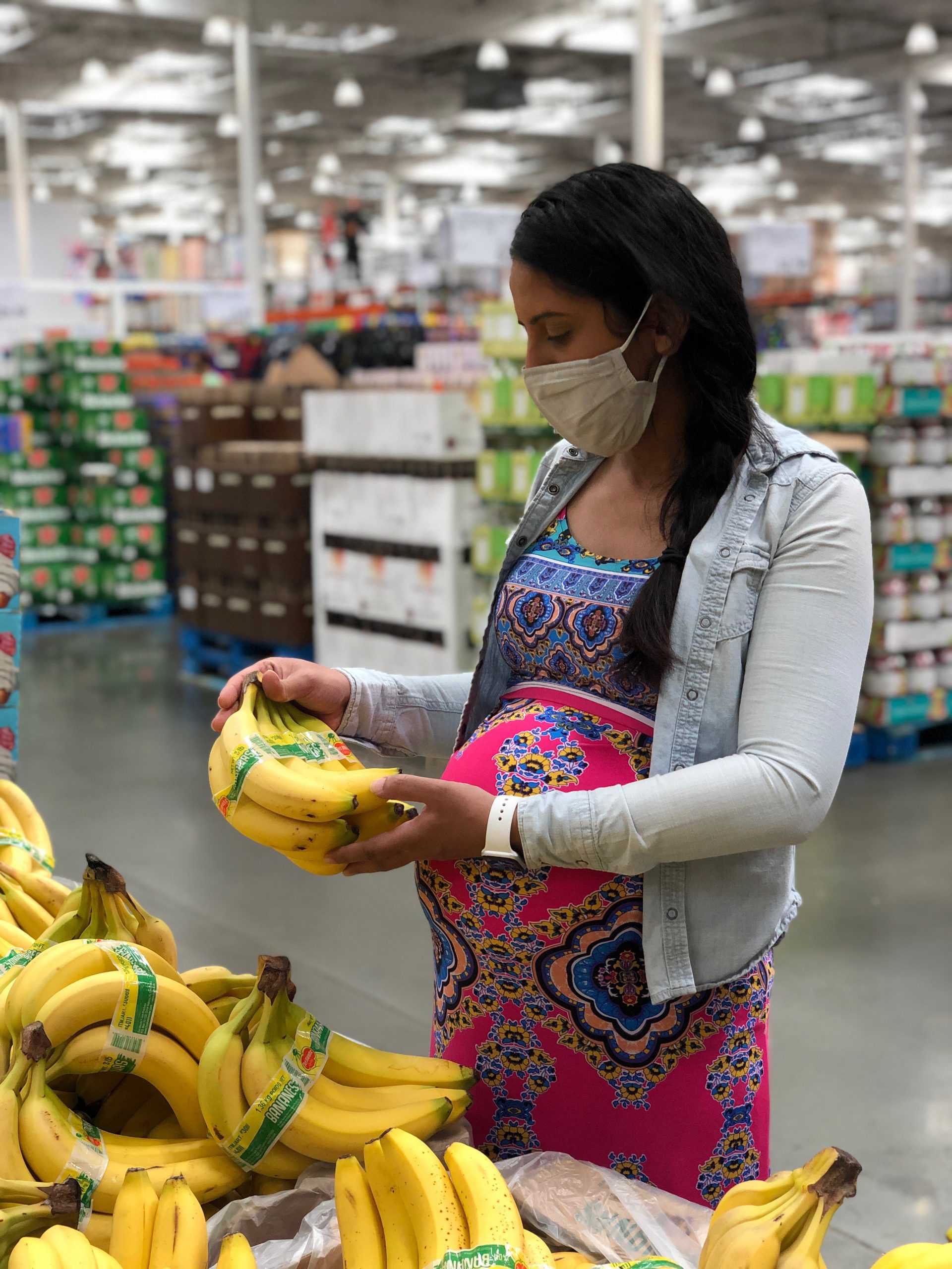 Pregnant woman in grocery store