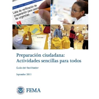 Cover page for Preparación ciudadana: Actividades sencillas para todos (Guía del facilitador): Spanish – IS-909: Community Preparedness: Simple Activities for Everyone Facilitator Guide