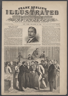 A Remarkable Event in the History of the National Congress -- The Hon. John Willis Menard, Colored Representative from Louisiana, Receiving the Congratulations of His Friends on the Floor of the House, Dec. 7th, 1868