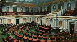 Postcard depicting Senate Chamber, ca. 1880s
