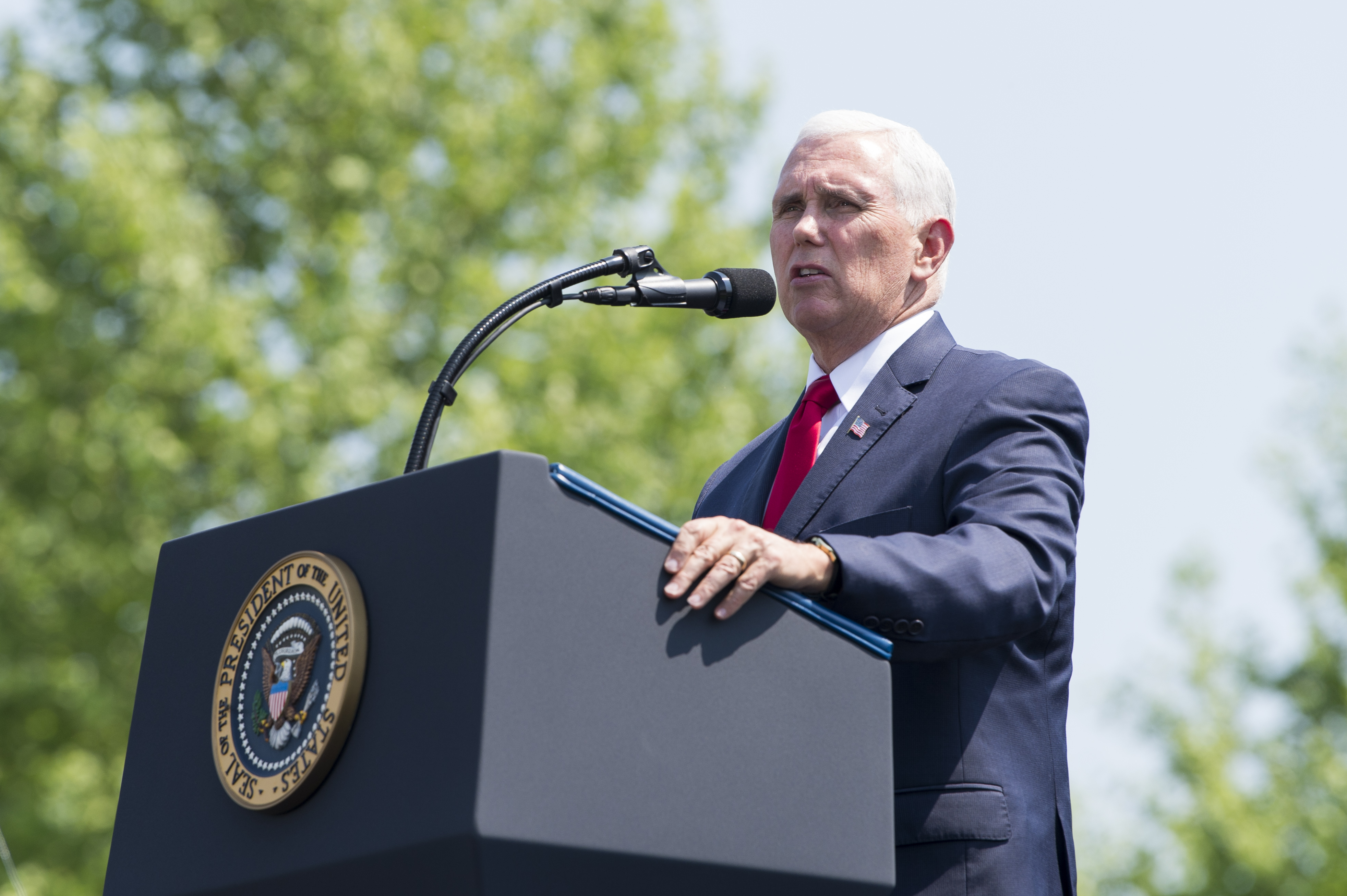 Vice President Mike Pence addresses attendees during Peace Officers' Memorial Day event