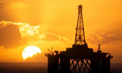 Oil rig and sunset