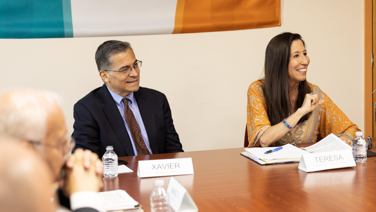 Rep. Teresa Leger Fernandez with United States secretary of health and human services Xavier Becerra during a roundtable on rural healthcare.