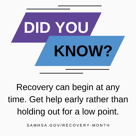 Did you know? Recovery can begin at any time. Get help early rather than holding out for a low point. graphic