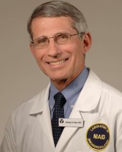 Photo of Dr. Anthony Fauci in lab coat