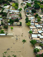 Images of the flood waters  in Gonaives, Haiti after Hurricane Jeanne.