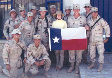 Senator Hutchison visits our troops in Iraq.  Click for a larger image.