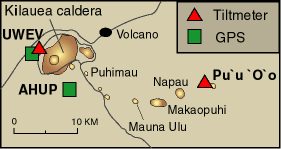 Map showing location of deformation stations