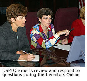 USPTO experts review and respond to questions during the Inventors Online