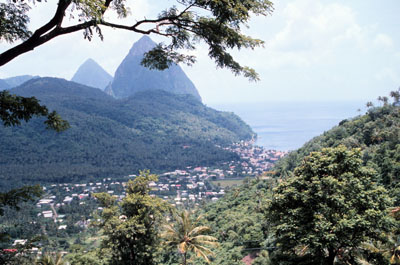 Picture of a caribbean scene showing island and water.