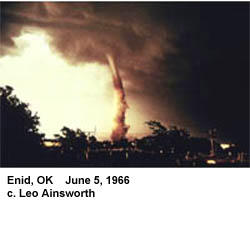 Enid Oklahoma tornado, June 5, 1966. Photo by Leo Ainsworth