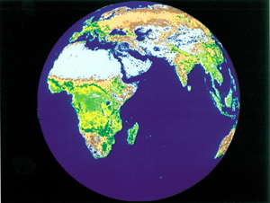 A color globe showing South America area.